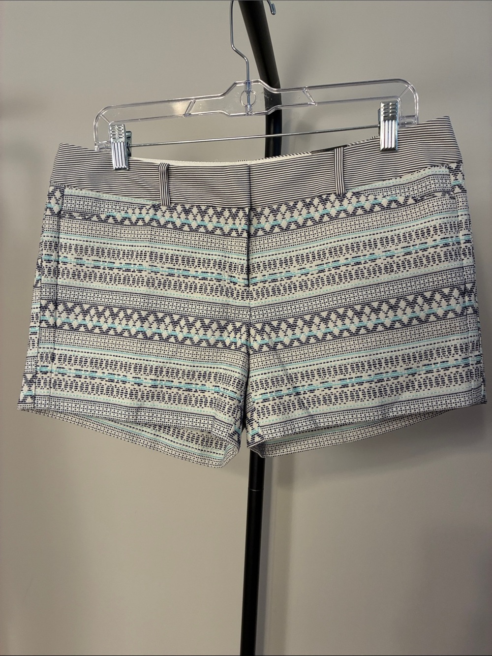 New! The Limited White Shorts with Navy Blue and Teal Tribal Stripe 8p Medium